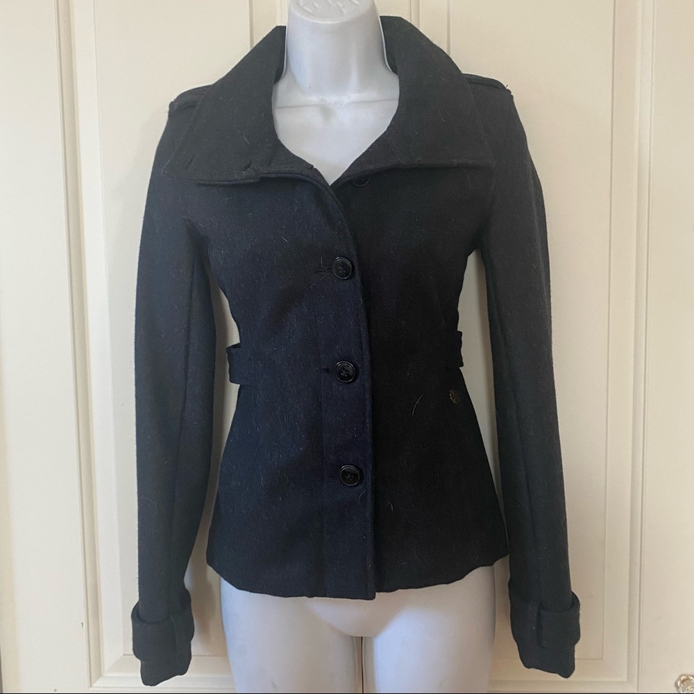 Obey Gray Wool Utility Jacket Fall Spring Coat Xxs - image 2